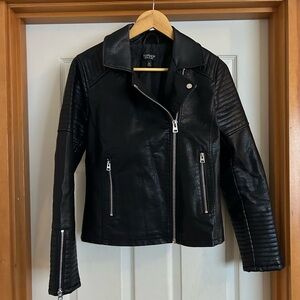 Topshop Faux Leather Motorcycle Jacket